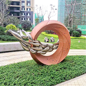 Escultura Abstracta Moderna de Acero Inoxidable para Exteriores, Decoración Artística Circular para Jardín, Montaje en Suelo, Diseño Contemporáneo Hecho a Mano - Product Image 1