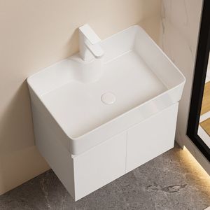 White bathroom cabinet <b>small</b>-sized smart storage <b>mirror</b> cabinet white countertop sink hanging cabinet body - Product Image 2