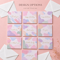 Cartes de remerciement personnalisées imprimées, cartes d'appréciation personnalisées avec motifs abstraits colorés en macaron et dorure à chaud