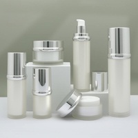 Set Botol Kosmetik Akrilik Matte Mewah 15ml untuk Emulsi Air, Esens, Sampel Kecil 30g, Krim, dengan Tutup Pompa, Siap Kirim