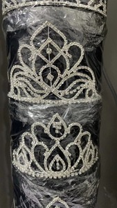 Diadème en strass en cristal clair avec des peignes latéraux de cheveux <span class=keywords><strong>couronne</strong></span> bal princesse reine beauté Pageant bijoux de cheveux - Product Image 6