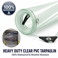Bâche PVC transparente d'extérieur, imperméable, en tissu tricoté, pour tentes et auvents, avec bords renforcés, légère et résistante aux UV