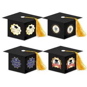 Xindeli DD012 mutlu mezuniyet partisi dekorasyon için püsküller tasarım siyah kağit kutu ile Grady kap şeker hediye ambalaj