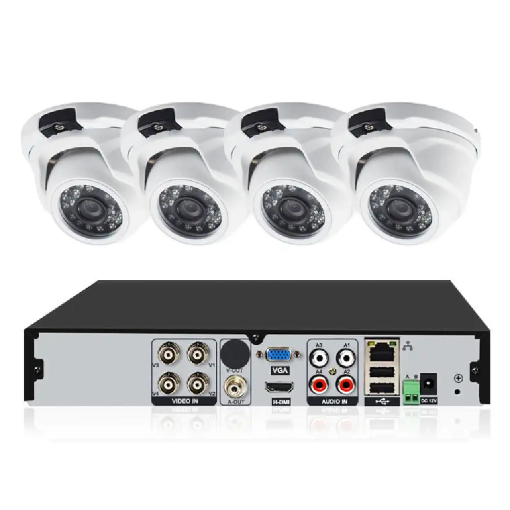 ICSEE INDOOR DOME DVR KIT System H.265 DVR Kit Outdoor Metal White Dome Video Surveillance Set Camera Cctv Camera Lens Set