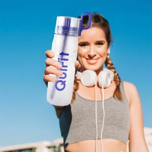 Bouteille d'eau aromatisée en plastique Tritan avec paille et dosettes de saveur pour le sport fitness