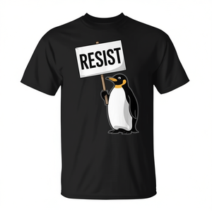 T-shirt Penguin Resist nera, girocollo, manica corta, unisex, per adulti, promozionale - Product Image 3