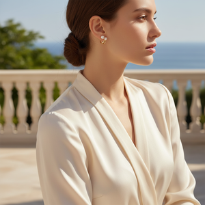 Vendita calda Trending moda donna orecchini a cerchio di perle di lusso arco gioielli pendenti all'ingrosso - Product Image 3