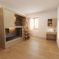 Lit superposé capsule spatiale avec LED et rangement, lit de dortoir moderne en bois pour appartement d'étudiant, hôtel, auberge, taille personnalisée disponible