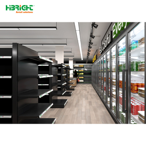 Étagères de supermarché en acier noir, rayonnages de présentation pour la vente au détail, gondoles pour l'épicerie, rangement pour allées de magasin - Product Image 3