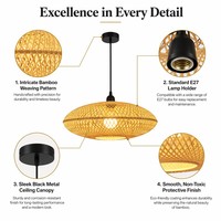 Lampe suspendue ovale en bambou tressé, luminaire en fer noir pour salle à manger, chambre, café, style Wabi Sabi, décoration intérieure de style asiatique