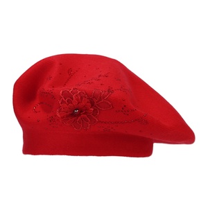En gros, Béret français vintage, style jeune et frais, en tricot, orné de <span class=keywords><strong>fleurs</strong></span> thermocollées, artistique, pour <span class=keywords><strong>femme</strong></span>, style <span class=keywords><strong>peintre</strong></span>, pour occasions décontractées, fêtes, hiver et voyages - Product Image 6