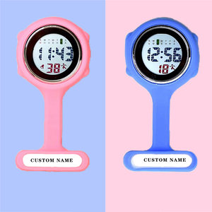 의료 브로치 시계 시계 사용자 정의 로고 의사 선물 도매 다채로운 젤리 빛 어두운 고무 디지털 간호사 시계 남여 공용 - Product Image 6