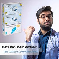 Porte-boîte à gants Distributeur de gants en acrylique à trois compartiments à chargement latéral Organisateur de rangement transparent pour gants médicaux jetables Bo