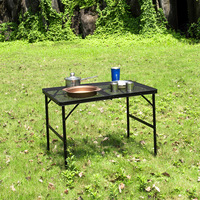 Table rectangulaire pliable en métal durable pour camping extérieur, design moderne, légère, pour barbecue commercial et feu de camp, 60x90 cm