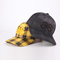 Gorra de Béisbol Deportiva Unisex Ajustable de Alta Calidad, Estilo Británico Vintage, a Cuadros Grises y Negros, con Bordado 3D en Relieve