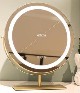 Luxury Gold <strong>Circle</strong> Desktop Vanity <strong>Mirror</strong> with LED Backlit Lighted Smart Touch Sensor Single-Sided Personalized Cosmetic <strong>Mirror</strong> - Product Image 3