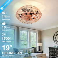 Plafonniers LED en corde de chanvre avec moteur DC et douille E27, qualité professionnelle, pour salle d'étude, avec ventilateur et télécommande