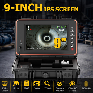 Caméra d'<span class=keywords><strong>inspection</strong></span> industrielle portable 1080P avec DVR 32 Go, 512 Hz, auto-nivelante, pour canalisations, tuyaux et égouts, 50 m - Product Image 2