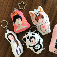 Porte-clés en peluche personnalisé avec logo imprimé par transfert thermique, en coton PP, mini dessin animé, anime, toutes formes, cadeau doux, personnalisation de l'oreiller