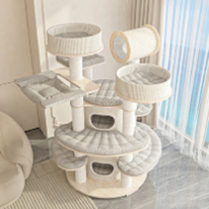 Grande tour pour chat en bois de peuplier de 66 pouces, confortable, facile à nettoyer, aspiration quotidienne, coussins amovibles pour un lavage facile, gardant le chatier au propre. - Product Image 3