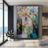 Grande peinture abstraite colorée à l'impasto, art mural texturé coloré, décoration haut de gamme pour la maison, décoration moderne et élégante pour le salon