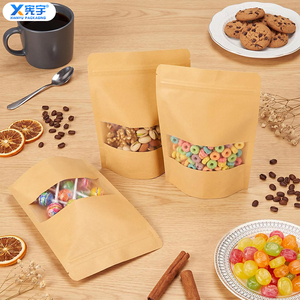 Sachet Doypack Personnalisé en Papier Kraft Brun avec Fenêtre, Refermable à Fermeture Ziplock et Thermoscellable, pour Stockage Alimentaire (Sucre, Flocons d'Avoine, Noix) - Product Image 3
