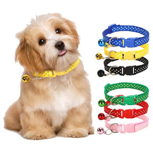 <span class=keywords><strong>Collar</strong></span> de perro de nailon con estampado de leopardo para cachorros pequeños de moda, poliéster con plástico recubierto y campana pequeña de colores para gatos - Product Image 2
