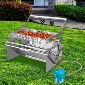<span class=keywords><strong>Barbecue</strong></span> à <span class=keywords><strong>charbon</strong></span> de bois et à <span class=keywords><strong>gaz</strong></span>, <span class=keywords><strong>barbecue</strong></span> rotatif portable pliable, foyer à <span class=keywords><strong>gaz</strong></span> pour le camping, les barbecues et les pique-niques - Product Image 2