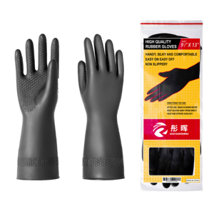 Gants en caoutchouc naturel de qualité industrielle, résistants aux produits chimiques, avec revêtement en latex, protection de sécurité au travail, épaisseur 0,56 mm, longueur 34 cm - Product Image 1