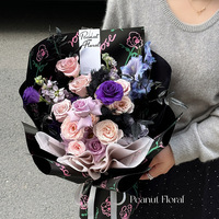 Aierflorist grosir mawar dengan bunga 35*50cm baru Hari Valentine disesuaikan merek desainer Korea bunga kertas pembungkus