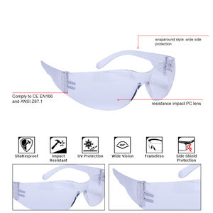 Lunettes de sécurité anti-buée transparentes les plus récentes Lentille en polycarbonate à cadre PC à la mode ANSI Z87.1/EN166 certifiée pour protéger les yeux - Product Image 6