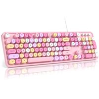 Keyboard Komputer Kabel OEM ODM Tombol Bulat Gaya Mesin Ketik Retro Ukuran Penuh USB Plug and Play untuk Laptop PC Desktop Wind