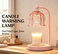 Lampe chauffe-bougie rose avec minuterie et variateur d'intensité, Cadeaux pour maman/épouse, Lampe chauffe-cire avec 2 ampoules pour pots à bougies