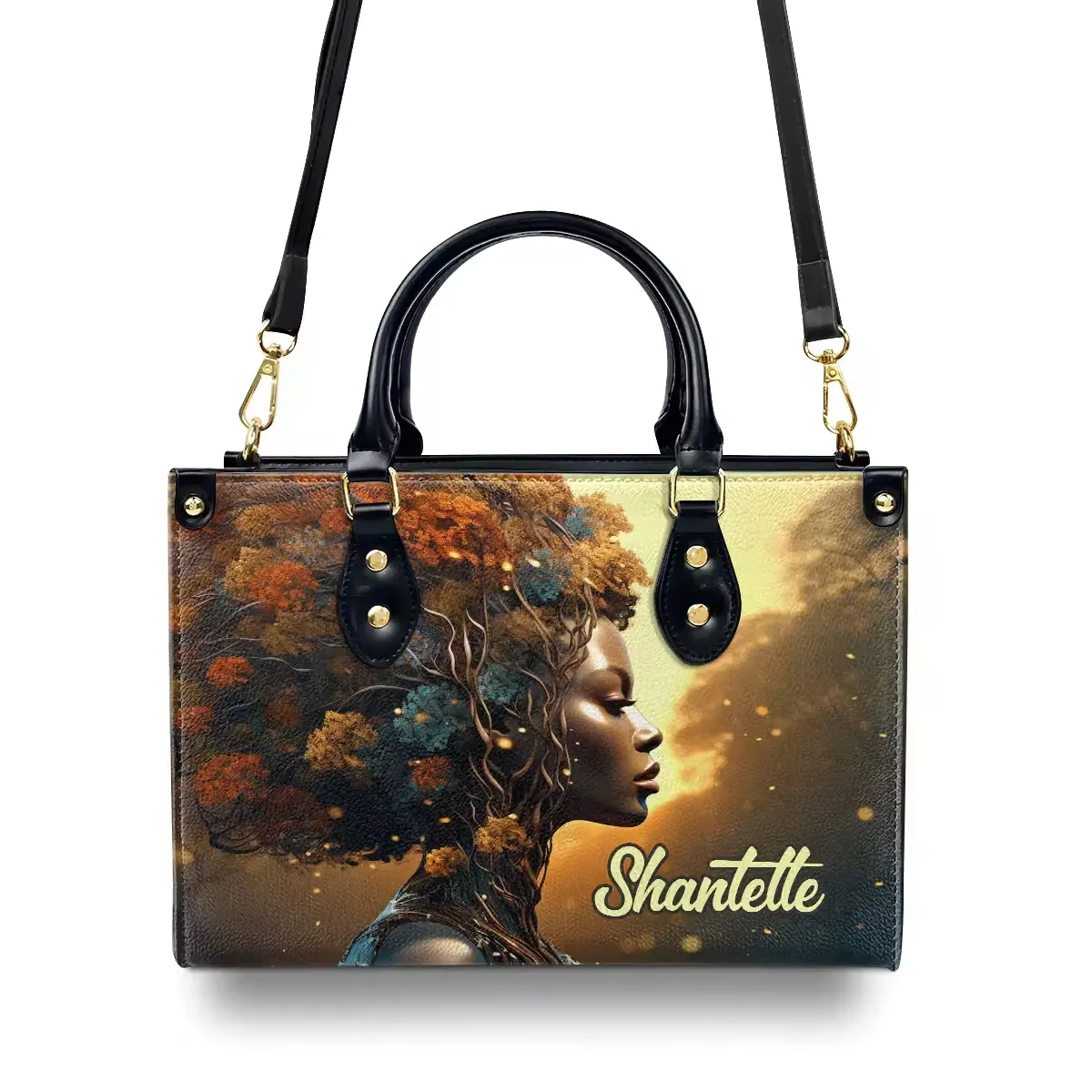 Elegante venta al por mayor personalizado señoras una hermosa reina chica negra Cultura Africana mujeres Bolsos Bolso