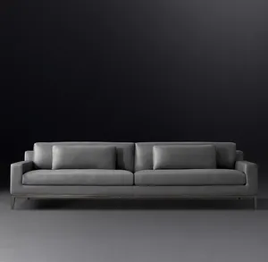 Sofá de Cuero con Brazos Curvos de Diseño Italiano Moderno, Base de Metal, para Sala de Estar, Diseños de Lujo, Venta al Por Mayor OEM Sassanid - Product Image 3
