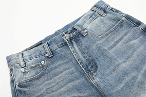 High Street Wash Blue Baggy Wide Leg Denim <b>Jeans</b> Gradually Change Color Fashion Straight <b>Jeans</b> Scratch Design High Quality <b>Jeans</b> - Product Image 4