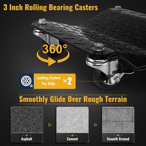 Chariots de manutention en forme de <span class=keywords><strong>V</strong></span> avec freins, chariot de manutention pour roues de voiture, chariot de manutention pour pneus, patins de manutention pour voitures, camions, remorques, motos, 16x12 pouces - Product Image 6