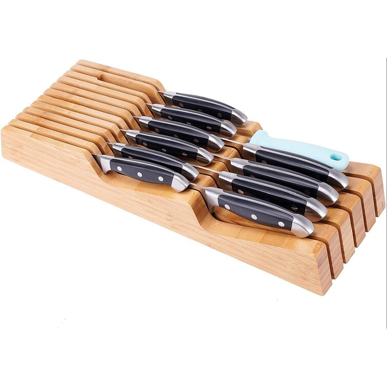Бамбуковый ящик для ножей, органайзер для ножей, самозаточка, держатель для ножей, набор кухонных ножей с блоком