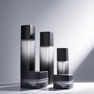 Set personalizzato gradiente nero di lusso per la cura della pelle bottiglia vuota di vetro 30g 50 40ml 100ml pompa per lozione 120ml con confezione per la cura della pelle - Product Image 4