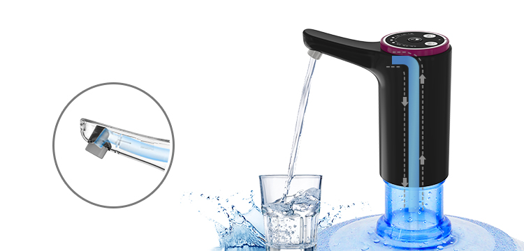 Black USB Rechargeable Water Pump Dispenser 800mAh For Home Office