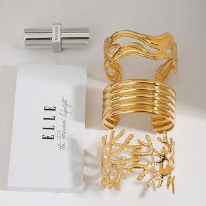 Summer Sea 316L Stainless Steel 14k 18k Pvd Gold Plated Women's Fashion <b>Bracelet</b> & <b>Bangles</b> Fashion Cuff <b>Bracelets</b> for Women - Product Image 4