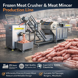 Nouvelle ligne de traitement automatique de saucisses de viande congelée CE, moteur à faible bruit, tension personnalisable - Production industrielle de viande hachée - Product Image 1