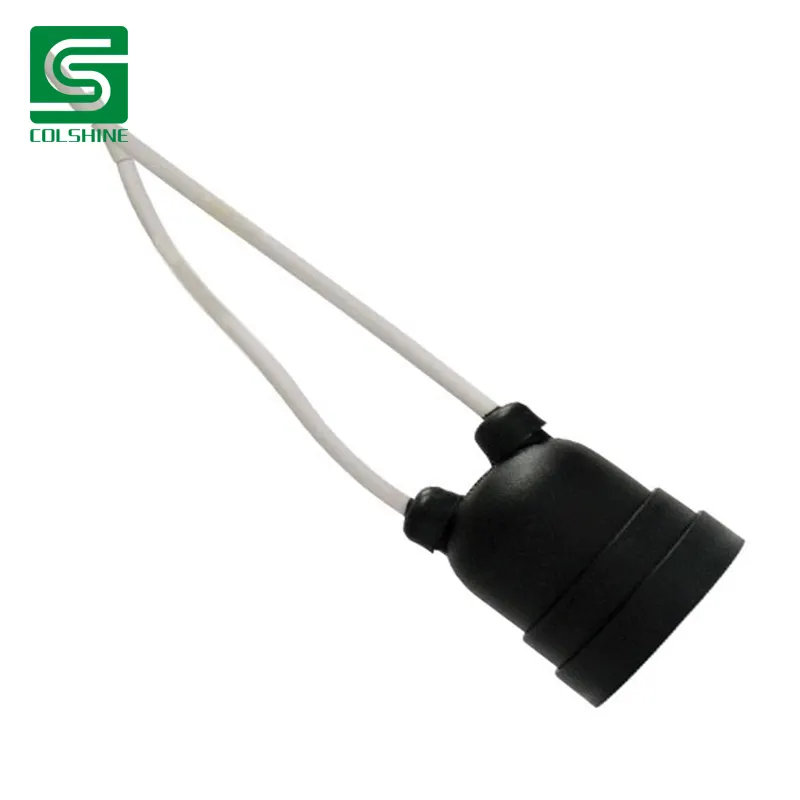 E27 Base Socket Bombilla Portalámparas Negro Impermeable Enchufe atornillable 250V 16A con cable de plomo