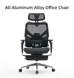 Chaise pivotante en alliage d'aluminium Bras 6D Chaise ergonomique confortable de luxe avec maille pour le bureau