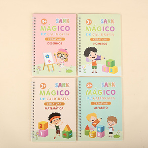 Lot de 4 cahiers de calligraphie magiques réutilisables pour enfants d'âge préscolaire, en spirale, pour l'apprentissage de l'écriture en portugais - Vente Flash - Product Image 3