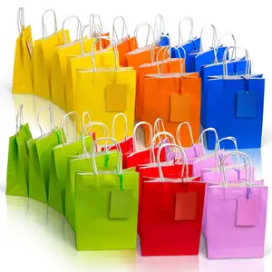 Verschiedene Farben Party Beute Geburtstag Weihnachts geschenk behandeln süße Süßigkeiten Einkaufs papier bevorzugen Taschen mit Griffen