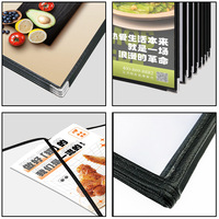 Porte-menu JINDA de marque, en cuir PU noir haut de gamme, PVC transparent, coins argentés, format A4/8,5x11 pouces, pour restaurant, hôtel, double