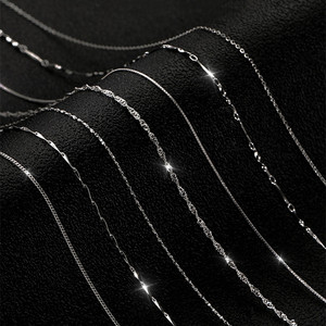 Collier pendentif FanKe tendance en argent sterling S925 avec chaîne à maillons, motifs lingot, graines de melon, vague d'eau, <span class=keywords><strong>gypsophile</strong></span>, os de serpent et croix - Product Image 1