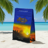 Sachet plat en plastique VMPET mat avec impression en héliogravure, pochette zippée pour emballage de grains de café 340g (12oz), design personnalisé