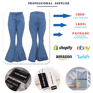 HSF2295 New Arrivals Fashionable Plus Size <strong>Jeans</strong> Slim Fit Wide Leg Fare <strong>Jeans</strong> Women Stretchy Denim <strong>Jeans</strong> - Product Image 4